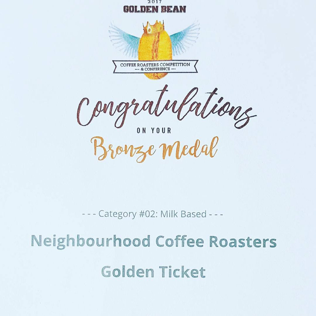 Golden Bean award for Golden Ticket coffee